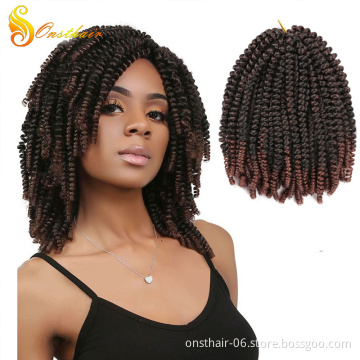 8inch Fluffy Spring Twist Crochet Hair Synthetic Crochet Braids Black Brown Ombre Braiding Hair 613 Blonde hair